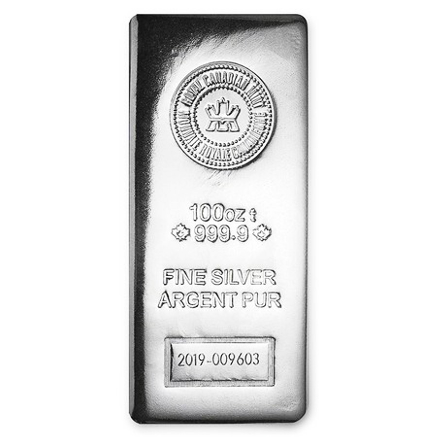 Stříbrná cihla Royal Canadian Mint 100 oz