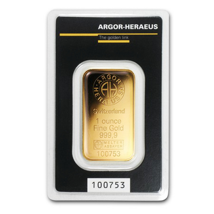 Zlatý slitek 1 oz Argor Heraeus - Kinebar