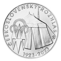 Stříbrná mince ČNB 200 Kč 100. výročí zahájení pravidelného vysílání československého rozhlasu STANDARD