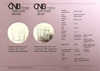 Stříbrná mince ČNB 200 Kč 500. výročí narození Jana Blahoslava PROOF