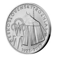 Stříbrná mince ČNB 200 Kč 100. výročí zahájení pravidelného vysílání československého rozhlasu STANDARD