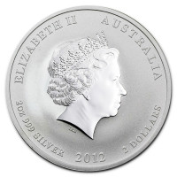 Stříbrná mince Year of the Dragon - Rok Draka + lev priv.zn. 1 oz (2012)