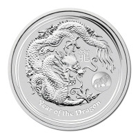 Stříbrná mince Year of the Dragon - Rok Draka + lev priv.zn. 1 oz (2012)