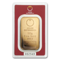 Zlatý slitek 100g Münze Österreich